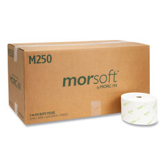 Morcon Small Core Bath Tissue, Septic Safe, 2-Ply, White, 1,250/Roll, 24 Rolls/Carton