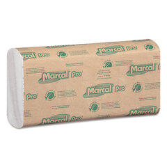 Marcal 100% Recycled Folded Paper Towels, C-Fold, 12.88 x 10.13, White, 150/Pack, 16 Packs/Carton