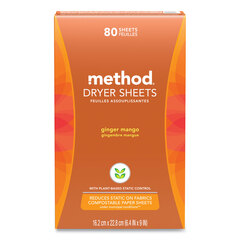 Method Products Dryer Sheets, Ginger Mango, 80/Box, 6 Boxes/Carton