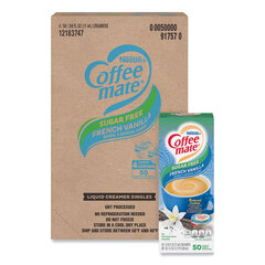 Nestle Liquid Coffee Creamer, Sugar Free French Vanilla, 0.38 oz Mini Cups, 50/Box, 4 Boxes/Carton, 200 Total/Carton