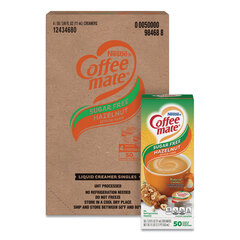 Nestle Liquid Coffee Creamer, Sugar Free Hazelnut, 0.38 oz Mini Cups, 50/Box, 4 Boxes/Carton