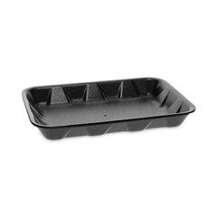 Pactiv Supermarket Tray, #4D1, 9.5 x 7 x 1.25, Black, Foam, 500/Carton