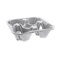 Pactiv EarthChoice Carry-Safe Beverage Carrier, Four-Cup Carrier with Food Tray, 8 oz to 32 oz, Natural, 300/Carton