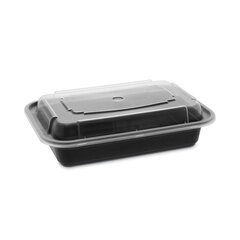 Pactiv Newspring VERSAtainer Microwavable Containers, 16 oz, 5 x 7.25 x 1.5, Black/Clear, Plastic, 150/Carton