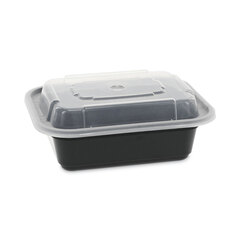 Pactiv Newspring VERSAtainer Microwavable Containers, 12 oz, 4.5 x 5.5 x 1.75, Black/Clear, Plastic, 150/Carton
