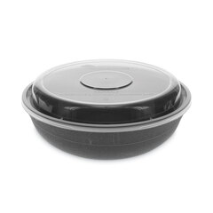 Pactiv EarthChoice Versa2Go Microwaveable Container, 30 oz, 6.8 x 6.8 x 2.2, Black/Clear, Plastic, 150/Carton