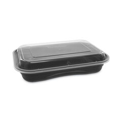 Pactiv EarthChoice Versa2Go Microwaveable Container, 27 oz, 8.4 x 5.6 x 1.4, Black/Clear, Plastic, 150/Carton