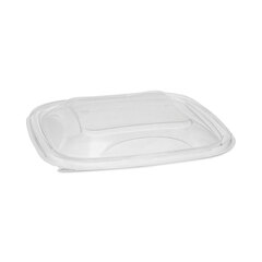 Pactiv EarthChoice Recycled PET Container Lid, For 24-32 oz Container Bases, 7.38 x 7.38 x 0.82, Clear, Plastic, 300/Carton
