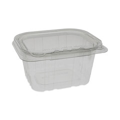 Pactiv EarthChoice Tamper Evident Recycled Hinged Lid Deli Container, 16 oz, 5.38 x 4.5 x 2.63, Clear, Plastic, 304/Carton