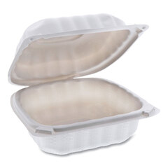 Pactiv EarthChoice SmartLock Microwavable MFPP Hinged Lid Container, 6 x 6 x 3.1, White, Plastic, 400/Carton