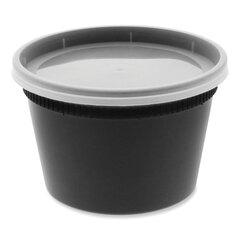 Pactiv Newspring DELItainer Microwavable Container, 16 oz, 4.55 x 4.55 x 3.1, Black/Clear, Plastic, 240/Carton