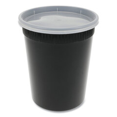 Pactiv Newspring DELItainer Microwavable Container, 32 oz, 4.55 x 4.55 x 5.55, Black/Clear, Plastic, 240/Carton
