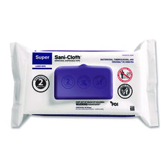 Sani Professional Super Sani-Cloth Germicidal Disposable Wipes, Large, 1-Ply, 8.2 x 9.8, Unscented, White, 80/Pack