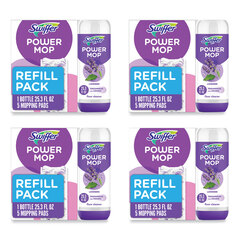Procter & Gamble PowerMop Cleaning Solution and Pads Refill Pack, Lavender, 25.3 oz Bottle and 5 Pads per Pack, 4 Packs/Carton