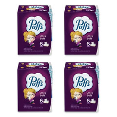 Procter & Gamble Ultra Soft Facial Tissue, 2-Ply, White, 124 Sheets/Box, 6 Boxes/Pack, 4 Packs/Carton