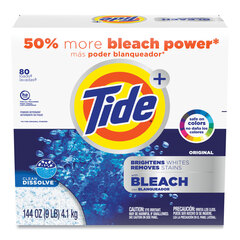 Procter & Gamble Laundry Detergent with Bleach, Tide Original Scent, Powder, 144 oz Box