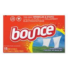 Procter & Gamble Bounce&reg; Fabric Softener Sheets, Outdoor Fresh, 15 Sheets/Box, 15 Box/Carton