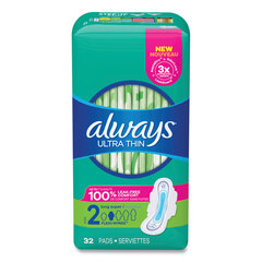 Procter & Gamble Ultra Thin Pads with Wings, Size 2, Long, Super Absorbent, 32/Pack