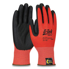 Protective Industrial Products Inc KEV Hi-Vis Seamless Knit Kevlar Gloves, Medium, Red/Black