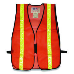 Protective Industrial Products Inc Hook and Loop Safety Vest, One Size Fits Most, Hi-Viz Orange with Yellow Prismatic Tape