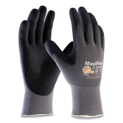 Atg Ultimate Seamless Knit Nylon Gloves, Nitrile Coated MicroFoam Grip on Palm and Fingers, Medium, Gray, 12 Pairs