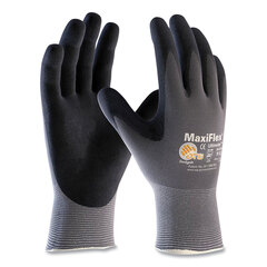 Atg Ultimate Seamless Knit Nylon Gloves, Nitrile Coated MicroFoam Grip on Palm and Fingers, Small, Gray, 12 Pairs