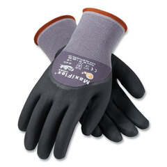 Atg Ultimate Seamless Knit Nylon Gloves, Nitrile Coated MicroFoam Grip on Palm, Fingers and Knuckles, Large, Gray, 12 Pairs
