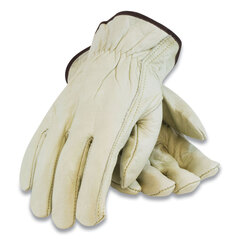 Protective Industrial Products Inc Economy Grade Top-Grain Cowhide Leather Drivers Gloves, Small, Tan