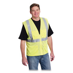 Protective Industrial Products Inc ANSI Class 2 Four Pocket Zipper Safety Vest, Polyester Mesh, X-Large, Hi-Viz Lime Yellow