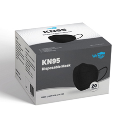 WeCare Disposable KN95 Face Masks, (60 Individually Wrapped) - Black