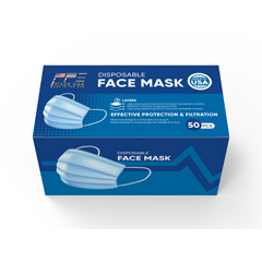 JEGTBN203206 - PPE Mask USA - 3-Ply Face Masks 50-Pack (Made in the USA) - Blue (20-Pack)