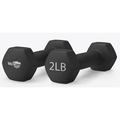 WeCare Neoprene Coated 2 Lbs Dumbbells for Non-Slip Grip (Set of Two) - Black