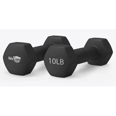 WeCare Neoprene Coated 10 Lbs Dumbbells for Non-Slip Grip (Set of Two) - Black