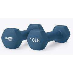 WeCare Neoprene Coated 10 Lbs Dumbbells for Non-Slip Grip (Set of Two) - Blue
