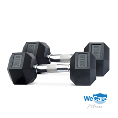 WeCare Rubber-Coated 20 lbs Dumbbells (Set of Two) - Black