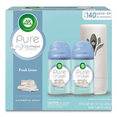 Reckitt Benckiser Freshmatic Ultra Automatic Pure Starter Kit, 3.19 x 8.44 x 7.75, White/Gray, Fresh Linen, 4/Carton