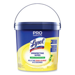 Reckitt Benckiser Professional Disinfecting Wipe Bucket, 1-Ply, 6 x 8, Lemon and Lime Blossom, White, 800 Wipes/Bucket, 2 Buckets/Carton