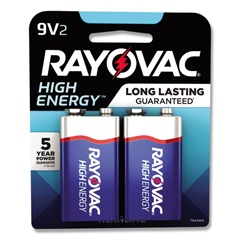RAYA16042K - High Energy Premium Alkaline Battery, 9V, 2/Pack