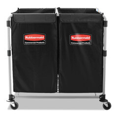 Rubbermaid Commercial Two-Compartment Collapsible X-Cart, Synthetic Fabric, 2.49 cu ft Bins, 24.1