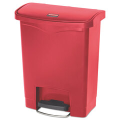 Rubbermaid Commercial Slim Jim Resin Step-On Container, Front Step Style, 8 gal, Polyethylene, Red