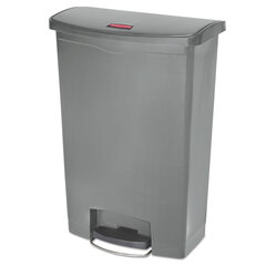 Rubbermaid Commercial Slim Jim Resin Step-On Container, Front Step Style, 24 gal, Polyethylene, Gray