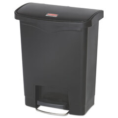 Rubbermaid Commercial Slim Jim Resin Step-On Container, Front Step Style, 8 gal, Polyethylene, Black