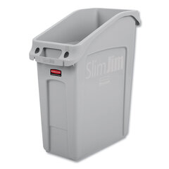 Rubbermaid Commercial Slim Jim Under-Counter Container, 13 gal, Polyethylene, Gray