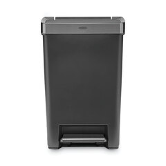 Rubbermaid Premier Series III Step-On Waste Container, 12.4 gal, Plastic, Black/Stainless Steel