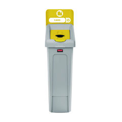 Rubbermaid Slim Jim Recycling Station Kit, 1-Stream Bottles and Cans, 23 gal, Plastic, Yellow/Gray