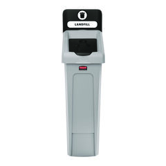 Rubbermaid Slim Jim Recycling Station Kit, 1-Stream Landfill, 23 gal, Plastic, Gray/Black