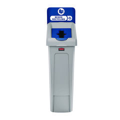 Rubbermaid Slim Jim Recycling Station Kit, 1-Stream Mixed Recycling, 23 gal, Plastic, Gray/Blue