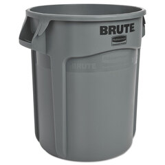 Rubbermaid Commercial Vented Round Brute Container, 20 gal, Plastic, Gray