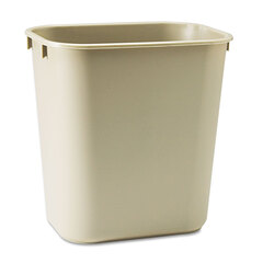 Rubbermaid Commercial Deskside Plastic Wastebasket, 3.5 gal, Plastic, Beige