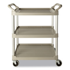 Rubbermaid Commercial 3-Shelf Service Cart, 200-lb Cap., 18 5/8w x 33 5/8d x 37 3/4h, Off-White